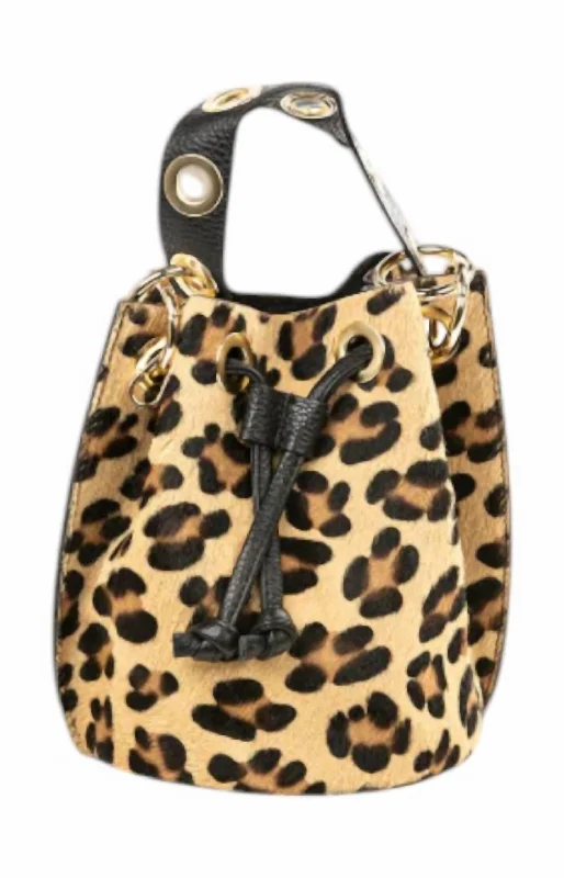 Women's Cowhide Bucket Bag In Leopard