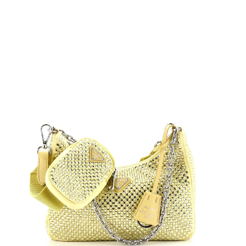 Re-Edition 2005 Shoulder Bag Crystal Embellished Satin Small