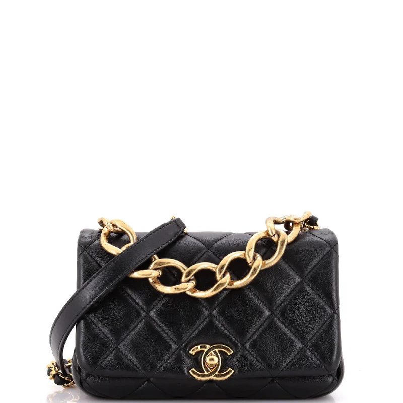 Color Match Flap Bag Quilted Lambskin Small