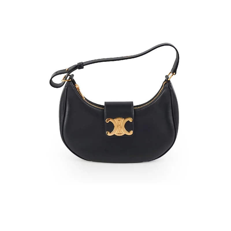 Celine Triomphe Black Calfskin Shoulder Bag