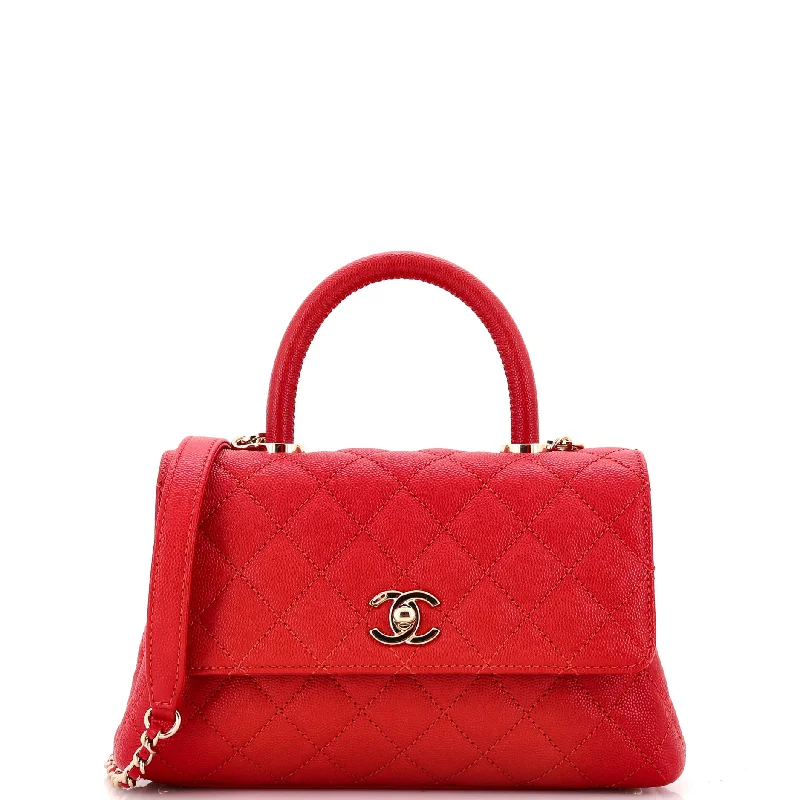 Coco Top Handle Bag Quilted Caviar Mini