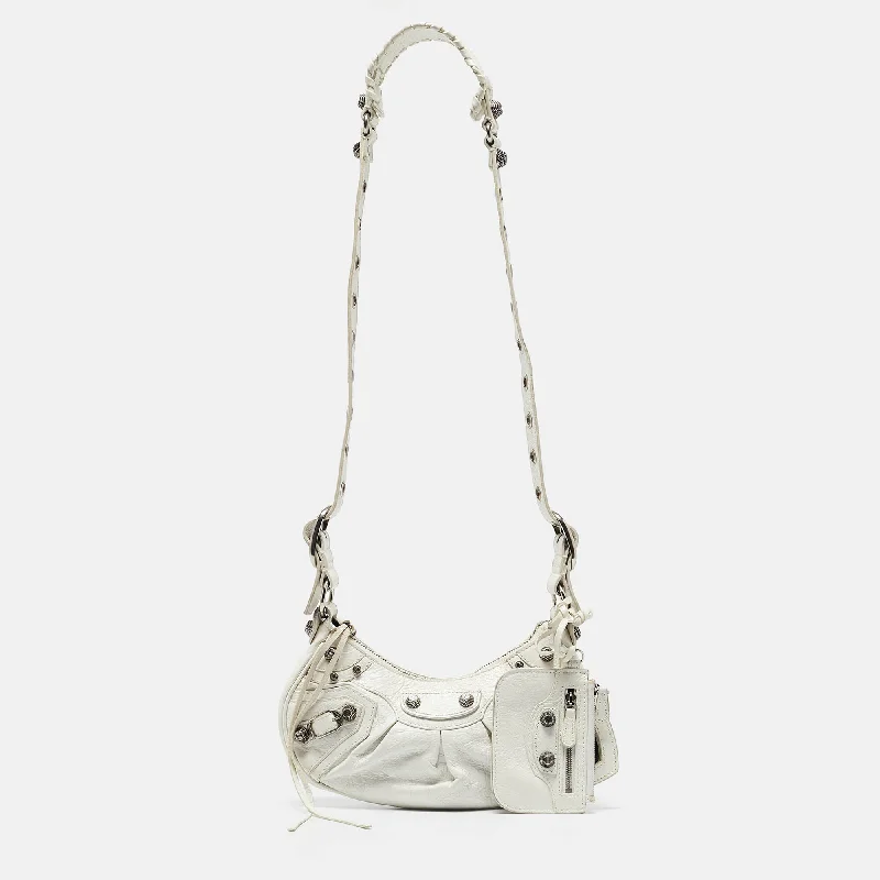 Balenciaga White Leather Xs Le Cagole Shoulder Bag