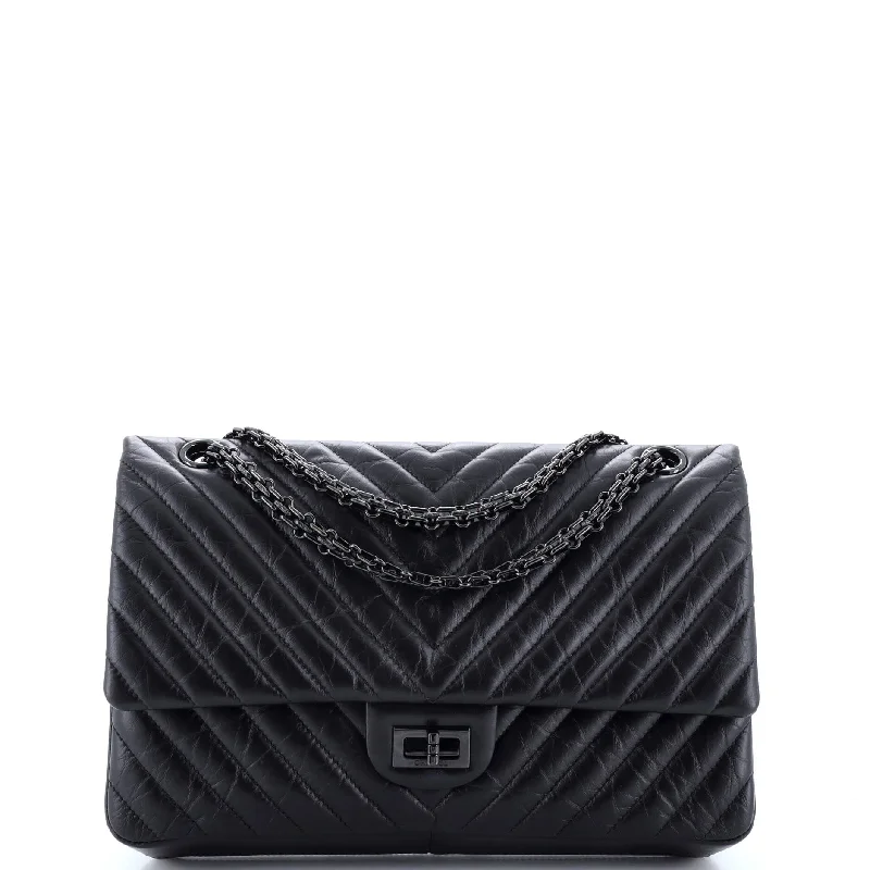 So Black Reissue 2.55 Flap Bag Chevron Aged Calfskin 226