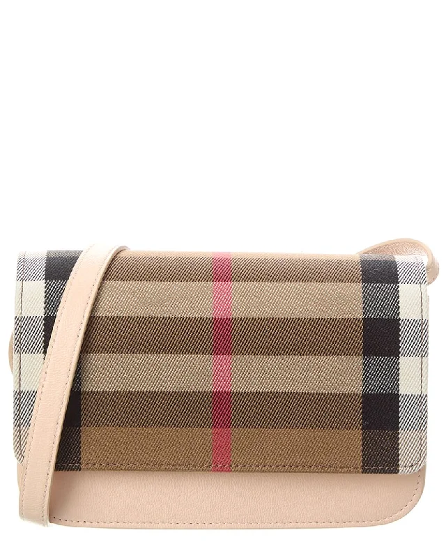 Burberry Check Canvas & Leather Shoulder Bag