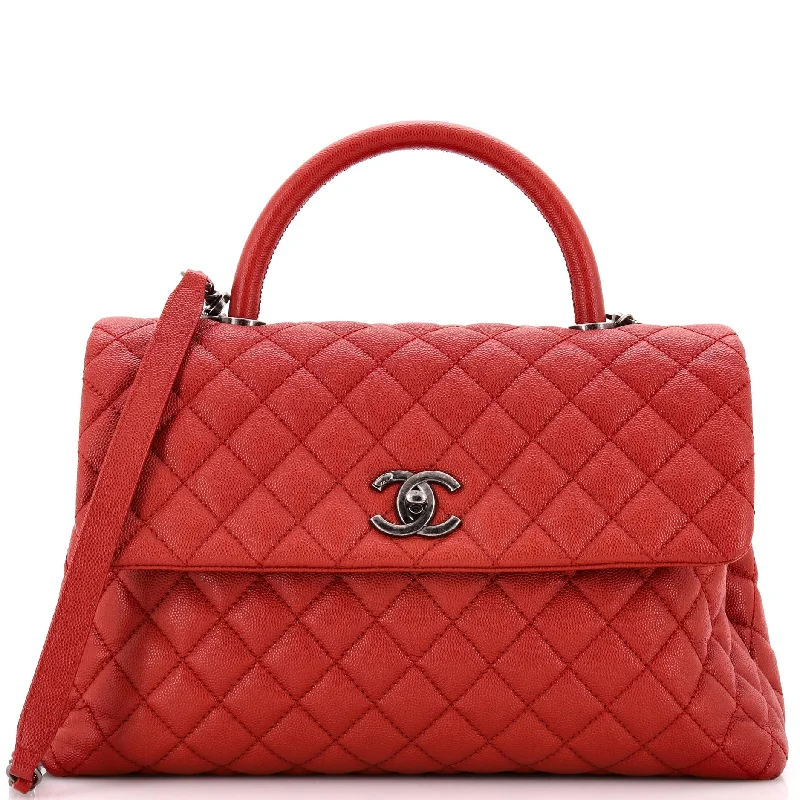 Coco Top Handle Bag Quilted Caviar Medium