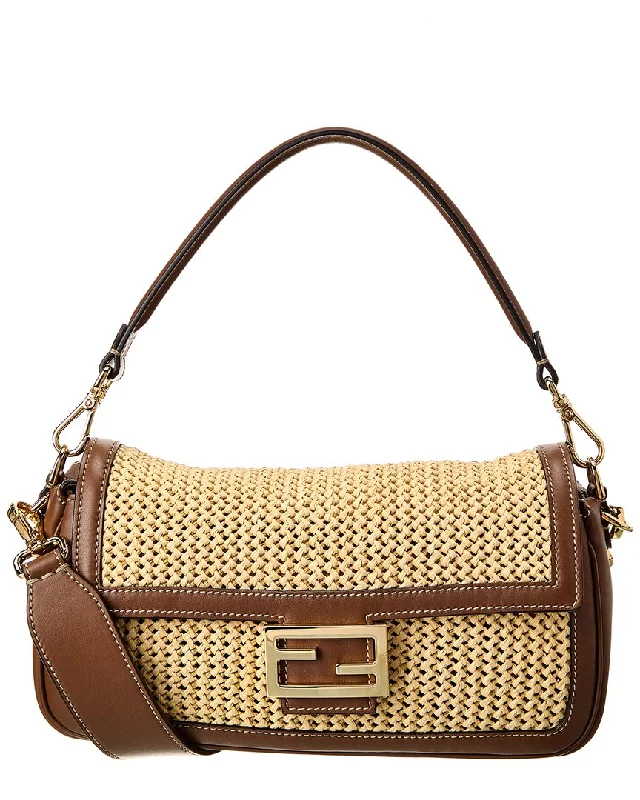 FENDI Baguette Macramé & Leather Shoulder Bag