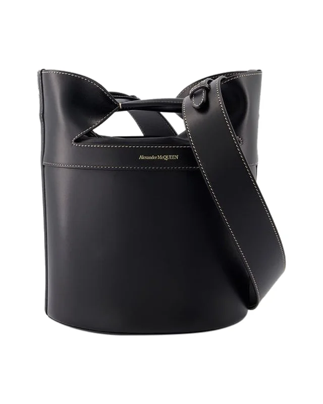 The Bucket Bow Crossbody - Alexander McQueen - Leather - Black