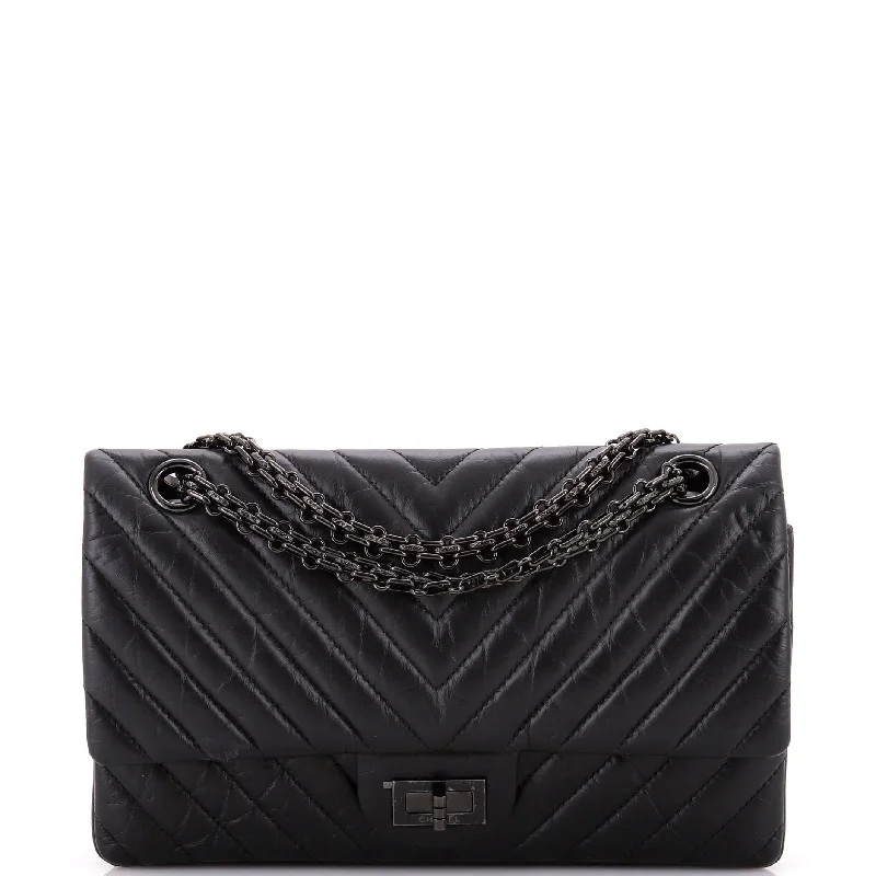 So Black Reissue 2.55 Flap Bag Chevron Aged Calfskin 225