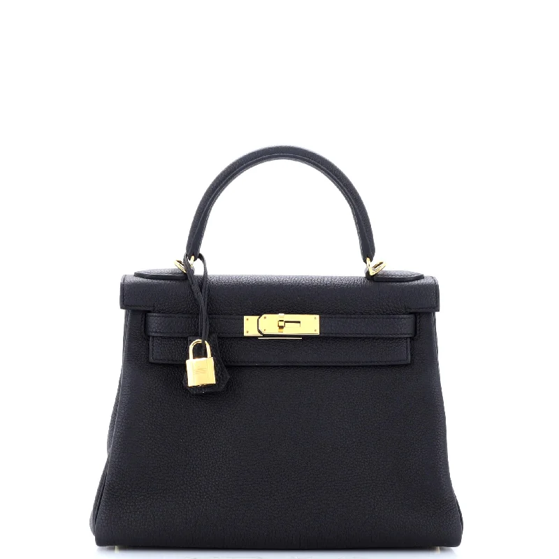 Kelly Handbag Noir Togo with Gold Hardware 28