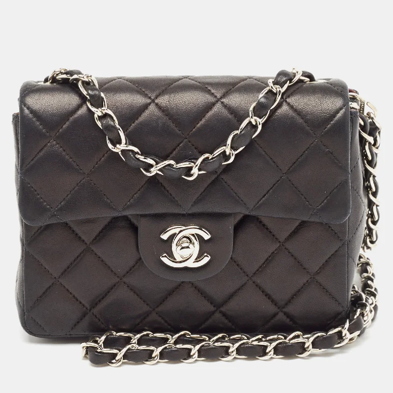 Chanel Black Quilted Leather Mini Square Classic Flap Bag