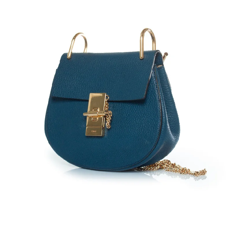 blue leather drew bag