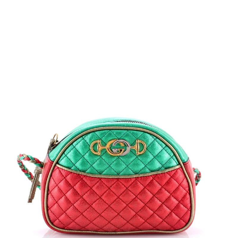 Trapuntata Camera Shoulder Bag Quilted Laminated Leather Mini