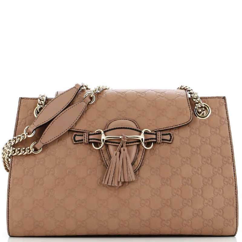 Emily Chain Flap Shoulder Bag Guccissima Leather Large