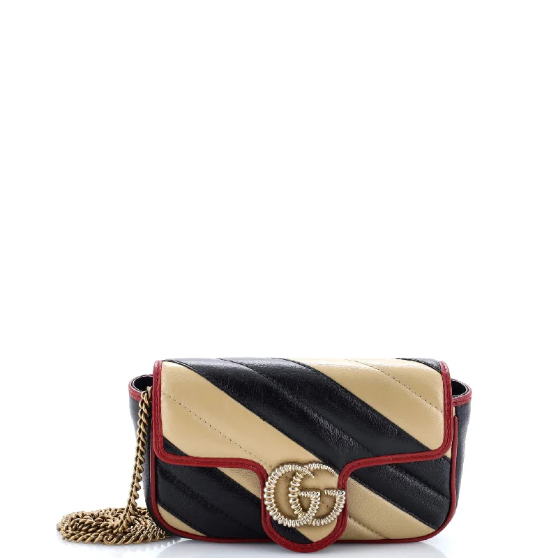 GG Marmont Flap Bag Diagonal Quilted Leather Super Mini