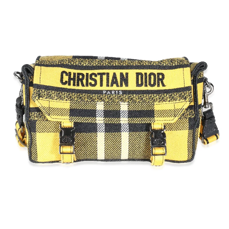 Christian Dior Yellow Tartan Canvas Small Diorcamp Messenger