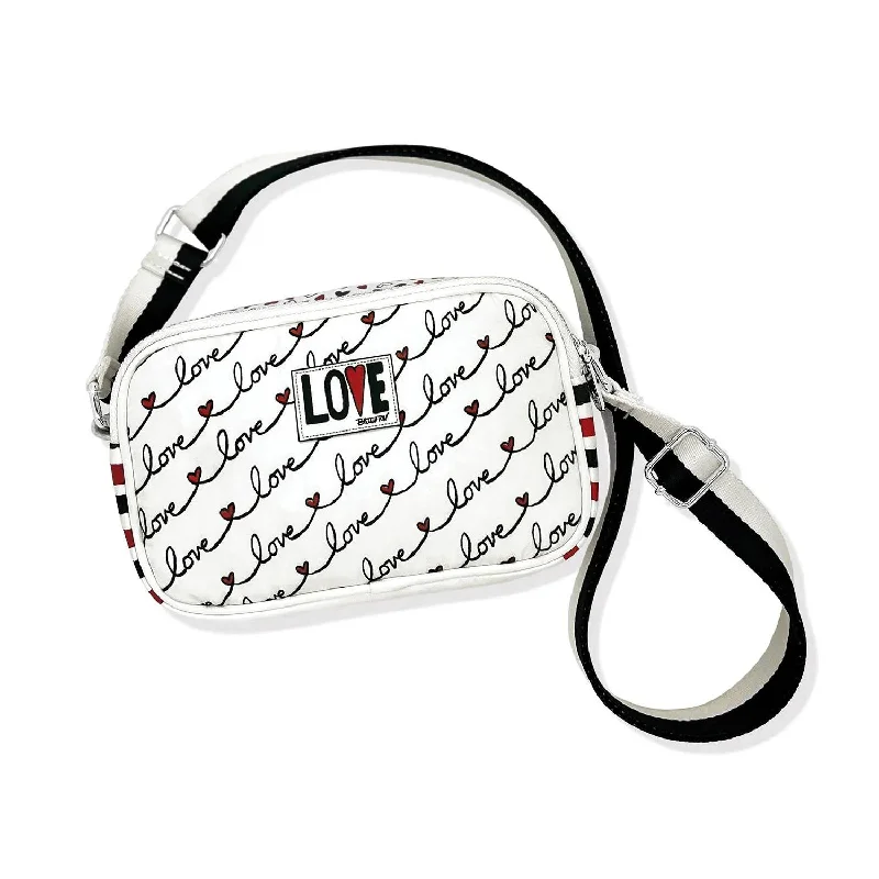 Love Scroll Crossbody Bag In White Multi