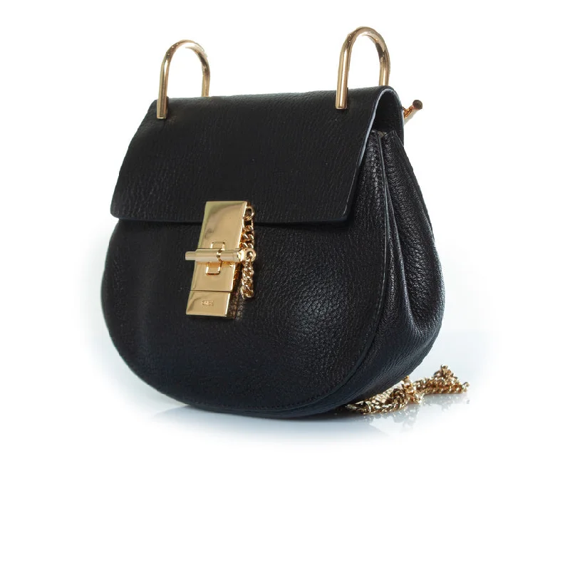 black leather drew bag