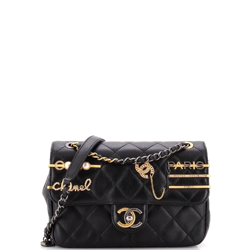 Coco Clips Flap Bag Embellished Quilted Lambskin Small