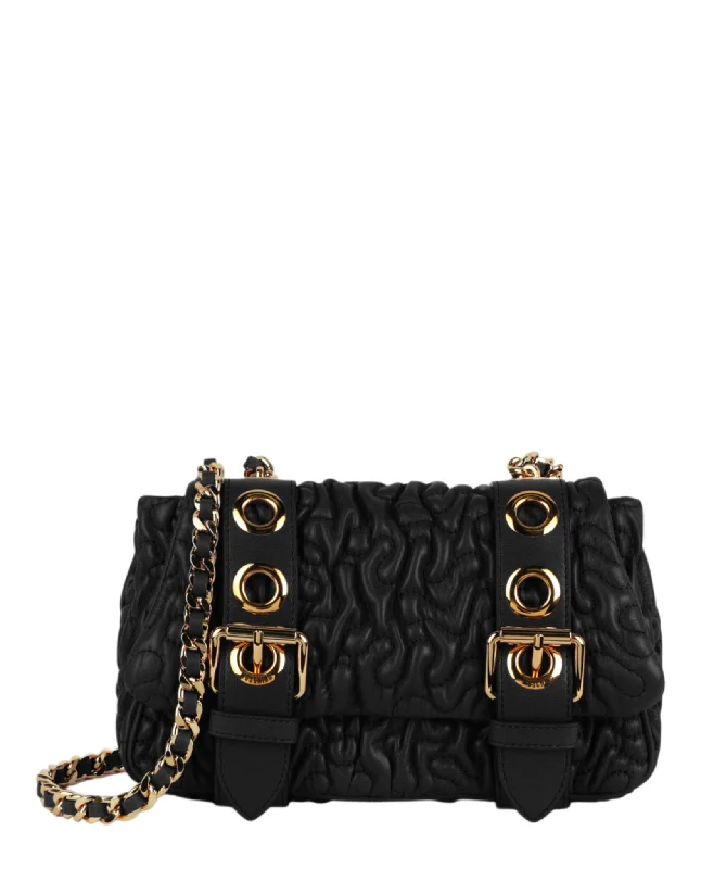 Destroyed Chain Quilted Crossbody Bag