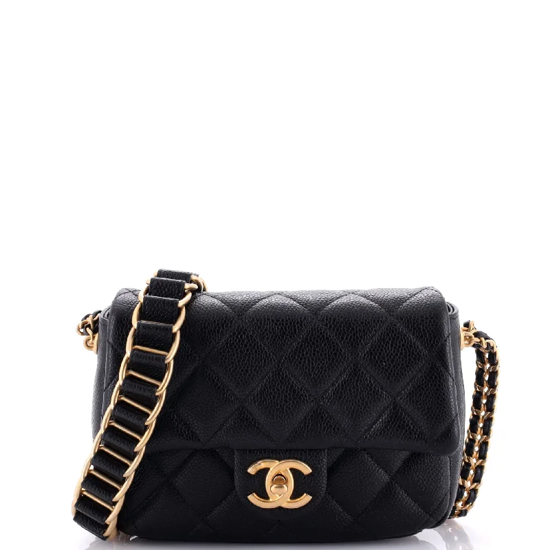 Chain Soul Flap Bag Quilted Caviar Mini