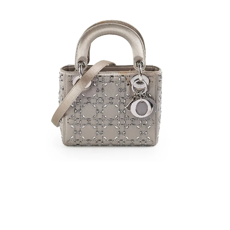 Christian Dior Mini Lady Dior Satin Grey Crystal