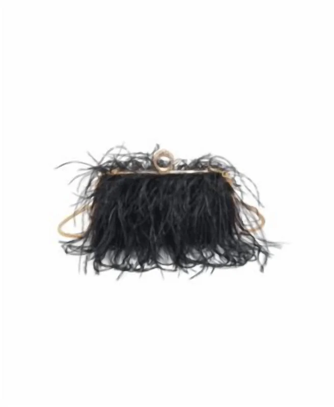 Women's Harlowe Feather Evening Bag In Black