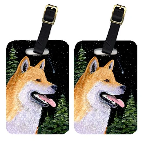 Caroline's Treasures SS8598BT Pair of 2 Shiba Inu Luggage Tags, Large, multicolor