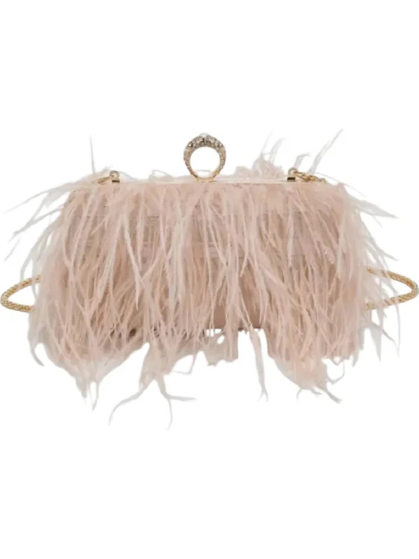 Women's Harlowe Feather Evening Bag In Pink