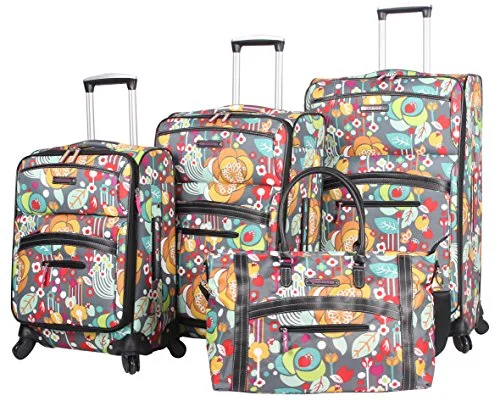 Lily Bloom Luggage 4 Piece Suitcase Collection With Spinner Wheels For Woman (Bliss)