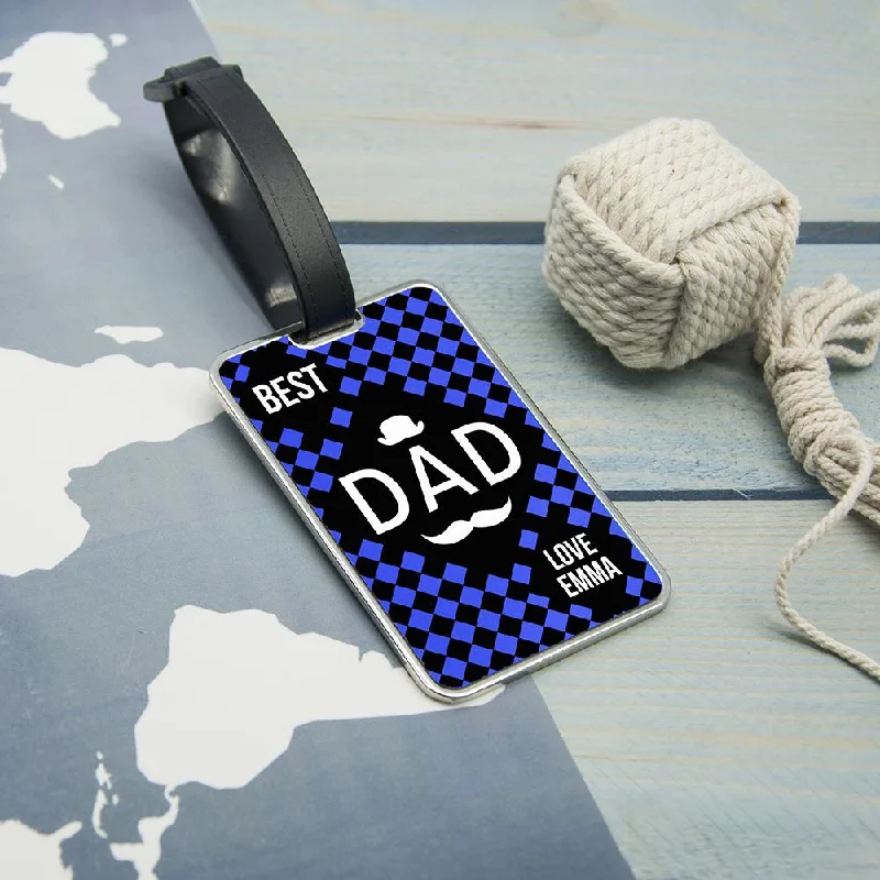 Personalised Chequered World's Best Dad Luggage