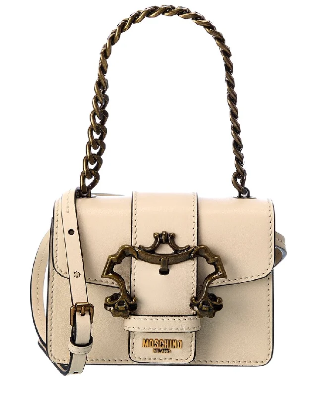 Moschino Padlock Detail Large Leather Crossbody