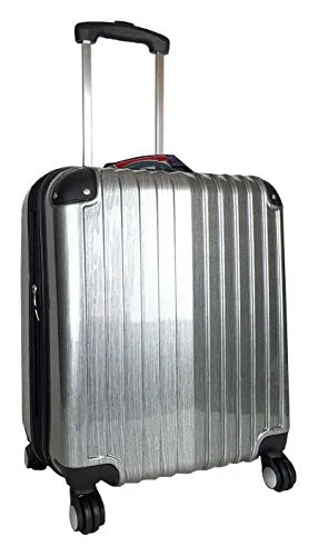 Carryon Travel Bag Rolling 4 Wheel Spinner Lightweight Luggage Case Silver