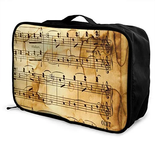 Travel Bags Vintage Music Note Portable Foldable Trolley Handle Luggage Bag