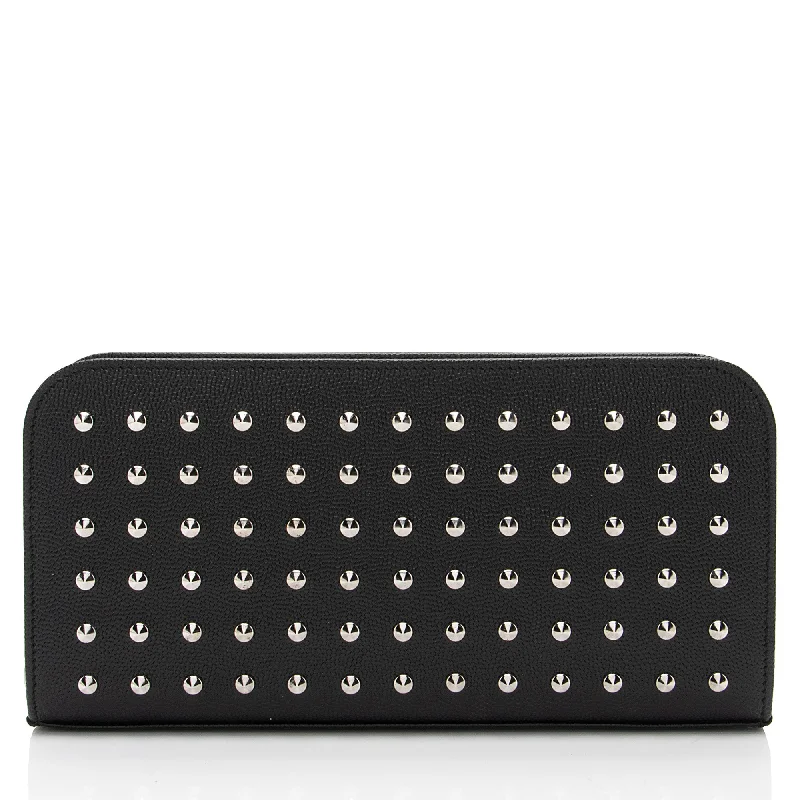 Saint Laurent Grain de Poudre Studded Marquage Zip Around Wallet