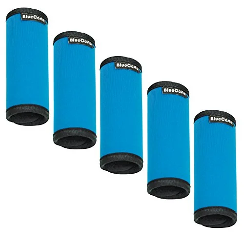 BlueCosto (Blue, 5-Pack) Soft Neoprene Luggage Handle Wrap Grips Suitcase Tag Travel Label