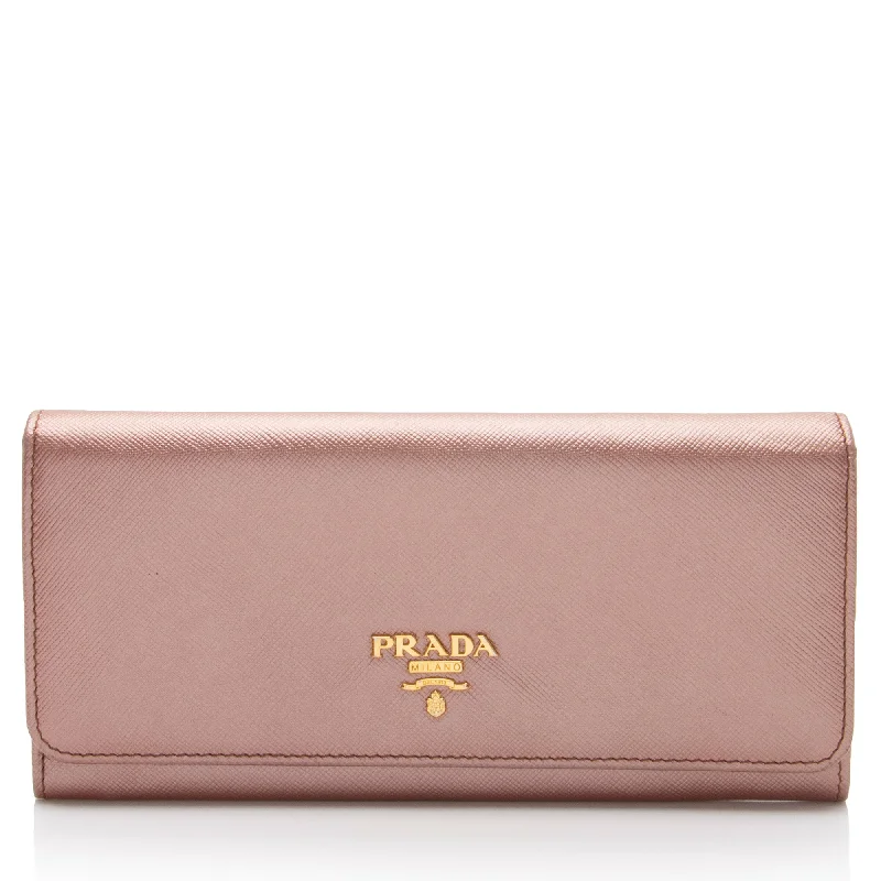 Prada Metallic Saffiano Continental Wallet