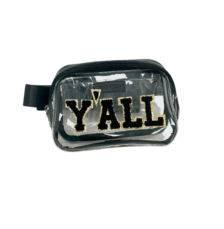 The Chenille Ya’Ll Belt Bag For Game Day In Clear/black