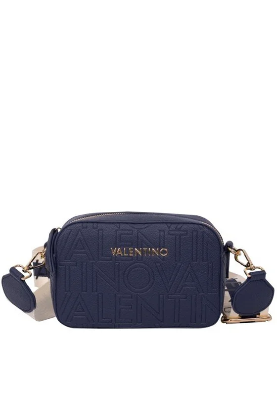 Valentino Pansy Embossed Crossbody Bag, Navy