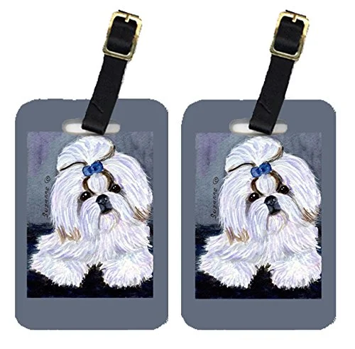 Caroline's Treasures SS8685BT Pair of 2 Shih Tzu Luggage Tags, Large, multicolor