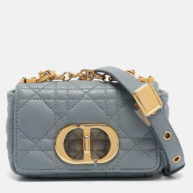 Dior Blue Cannage Leather Micro Caro Crossbody Bag