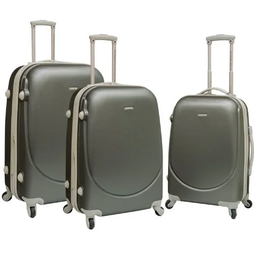 Travelers Polo & Racquet Club Tprc Barnet 3-Piece Expandable Spinner Luggage Set, Silver, One Size