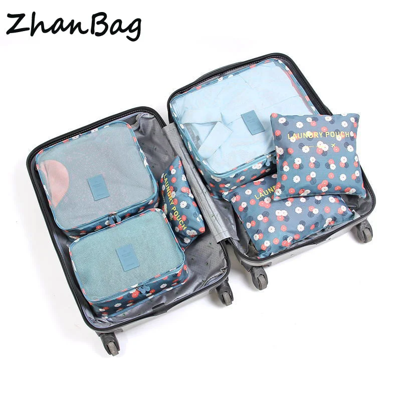 6 Pcs/ set High Quality Oxford Mesh Cloth Travel Bag Organizer Luggage Packing Cube  Organizer