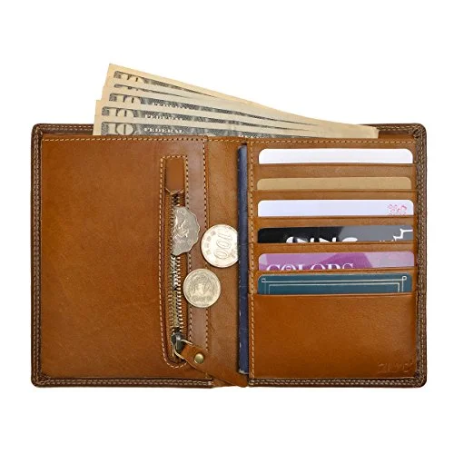 Zlyc Leather Passport Holder Travel Wallet Purse Organizer With Credit Card Slot (Yellow)