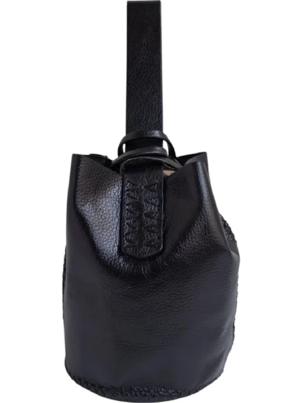 Women's Handmade Leather Bucket Bag In Black