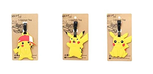 Set of 3 - Super Cute Kawaii Cartoon Silicone Travel Luggage ID Tag for Bags Suitcases (Assorted)