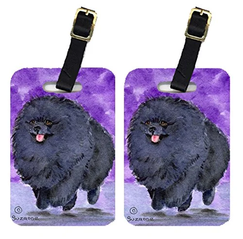 Caroline's Treasures SS8686BT Pair of 2 Pomeranian Luggage Tags, Large, multicolor