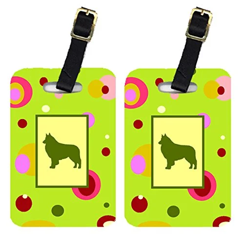 Caroline's Treasures CK1116BT Pair of 2 Belgian Tervuren Luggage Tags, Large, multicolor