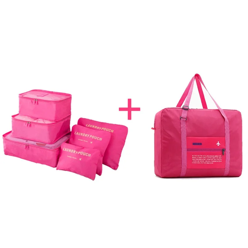 Travel Bags Set Women Luggage Travel Bag Large Capacity Packing Cubes Organizer Nylon Folding