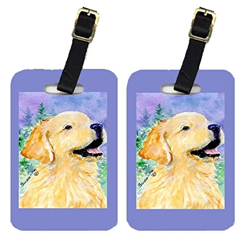 Caroline's Treasures SS8904BT Pair of 2 Golden Retriever Luggage Tags, Large, multicolor