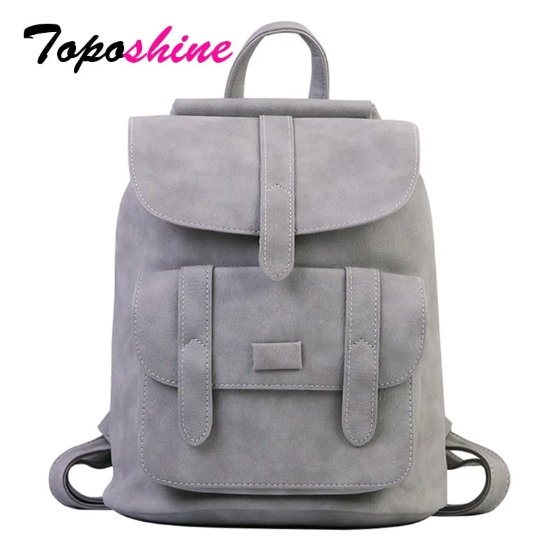 Toposhine Famous Brand Backpack Women Backpacks Solid Vintage Girls School Bags For Girls Black